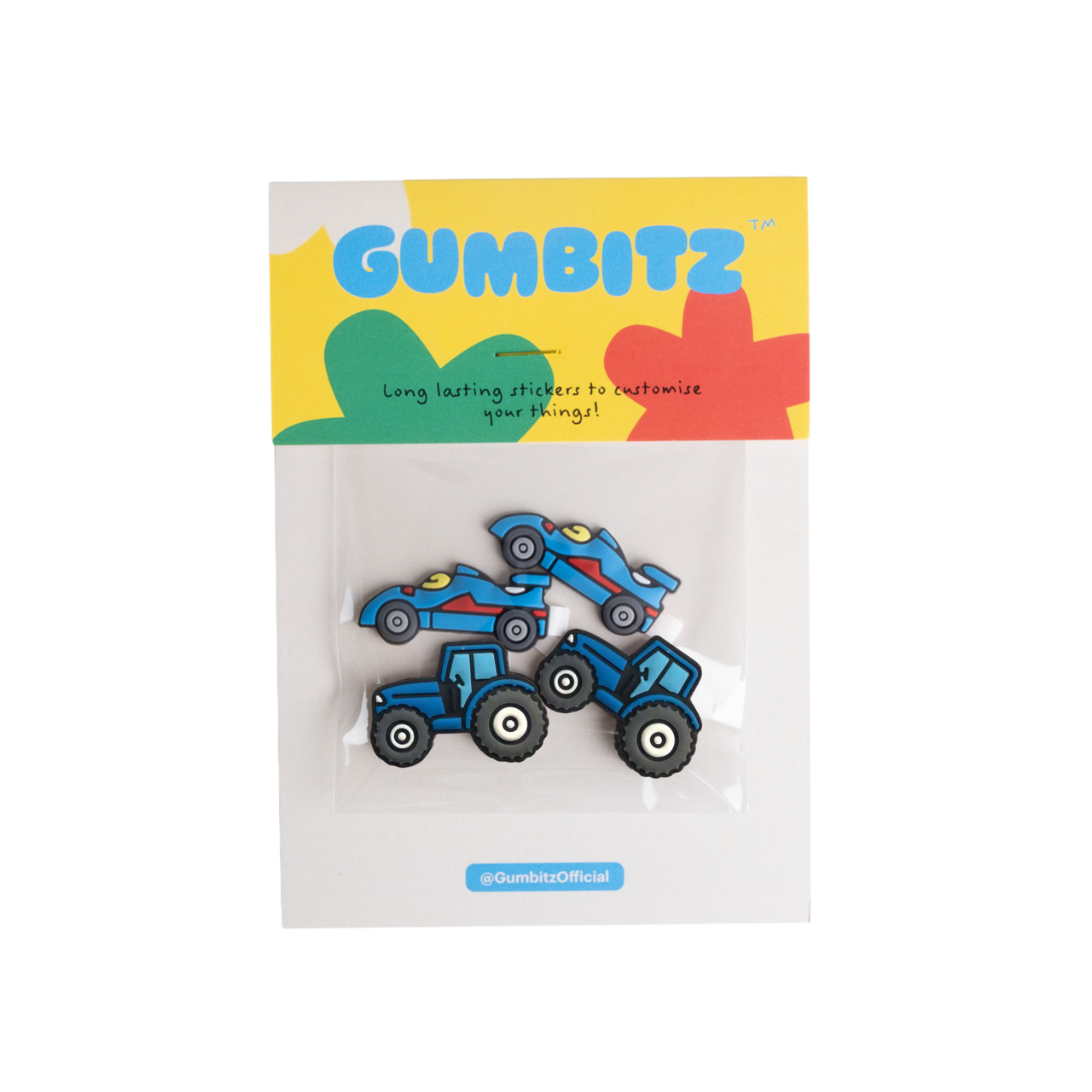 Gumbitz Sticker Set | Blue Race Cars and Blue Tractors